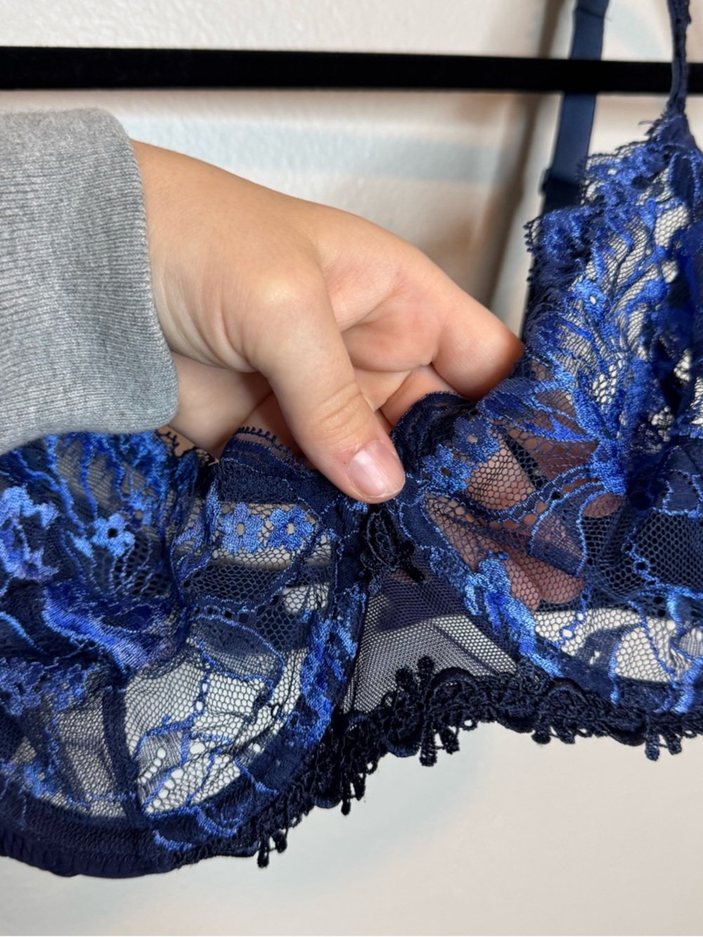 Simone Perele Lace Bra Navy Blue Floral Intimate - Picture 6 of 11